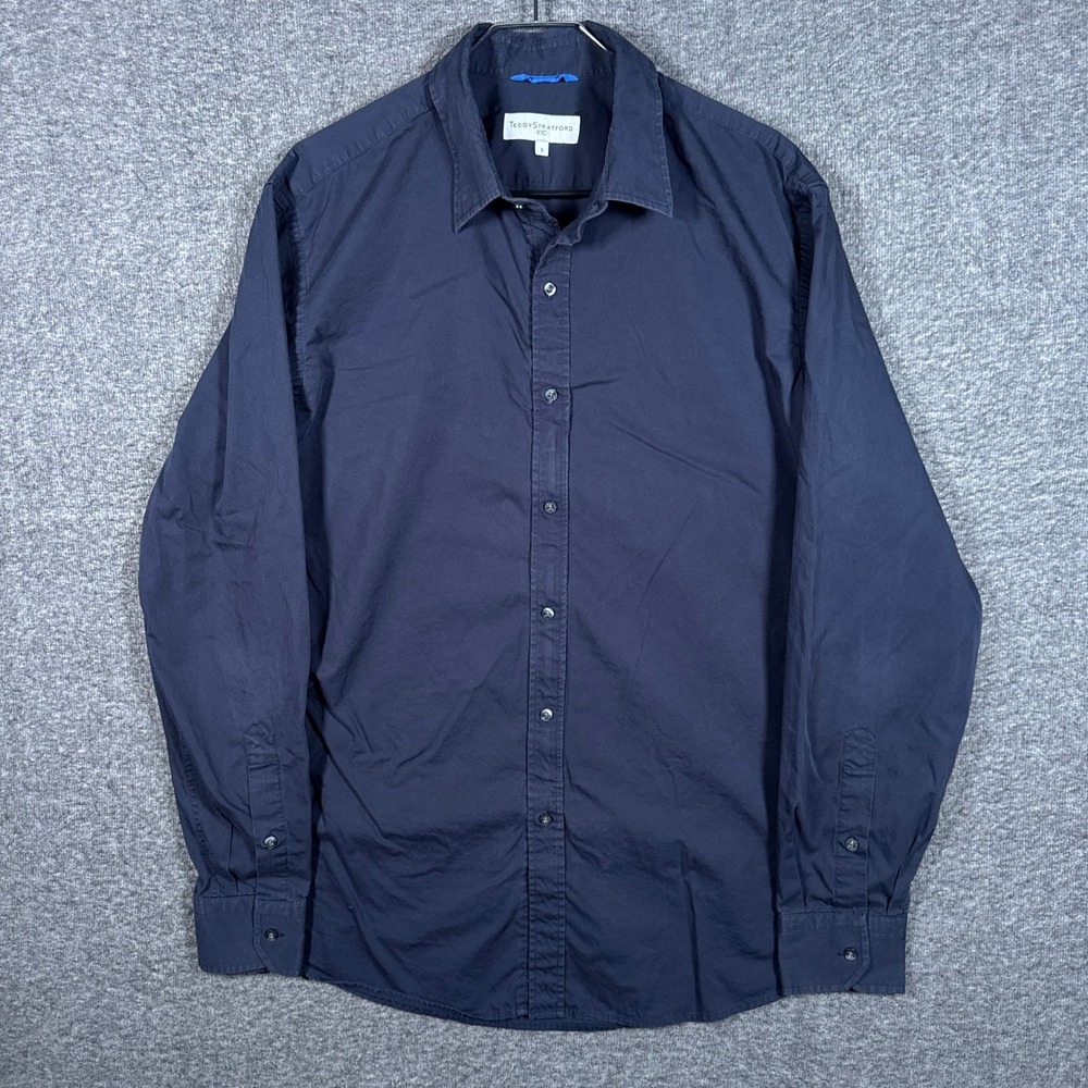 Teddy Stratford Shirt Mens 5 XL Black Long Sleeve Button Zip‎ Fit Cotton